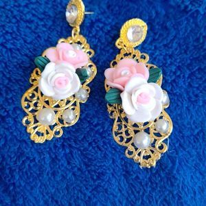 2021Rose Flower Pink Drop Earrings for Girl Statem